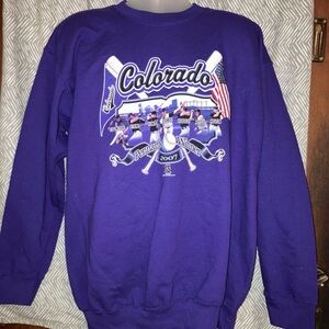 Colorado Rockies Sweatshirt Mens L Majestic 2007 Division Winner Purple MLB